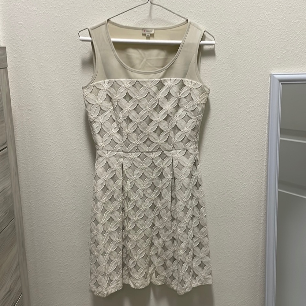 Cremieux cream colored dress. Size 2. Cocktail length. Sleeveless.